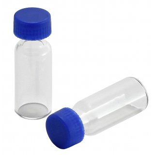 Gewindeglser1,5 g/ml, GL ND9, Laborglas mit Schraubverschluss blau, 32mm x 12mm,  Klarglas